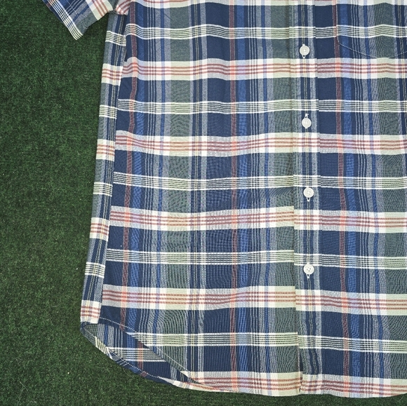 J. Crew | Mens Slim Small Oxford Cloth Short Sleeve Button Down Plaid Shirt - Picture 14 of 16
